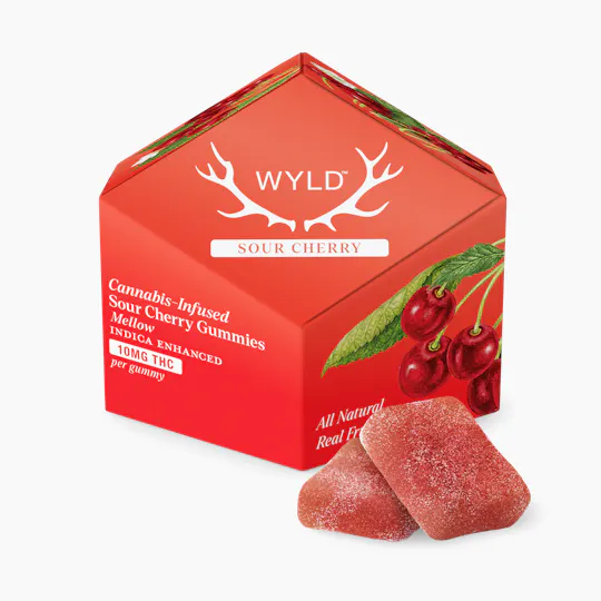 WYLD - WYLD | Sour Cherry Indica Enhanced Gummies | 100mg | 10ct | 10mg/ea - 1