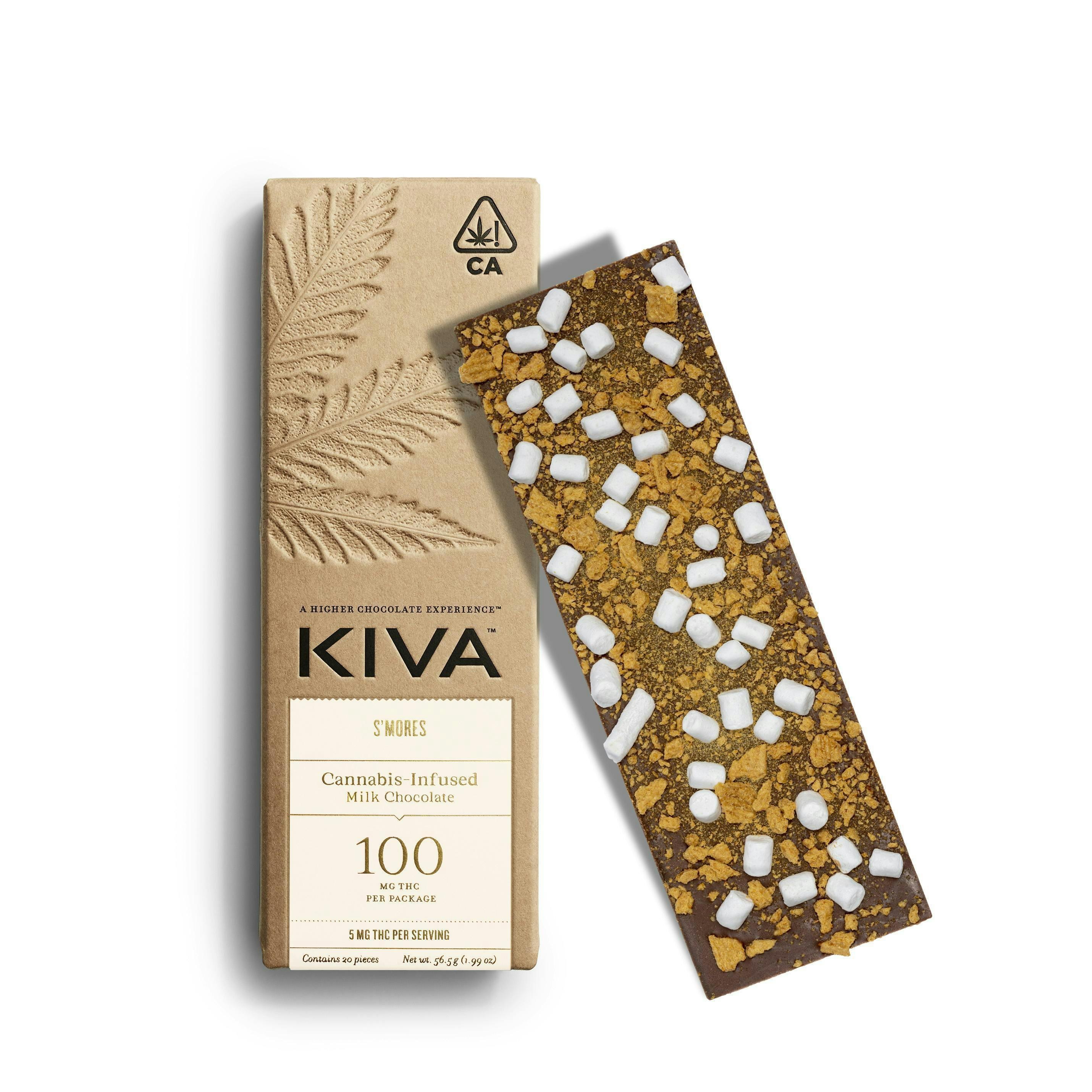 Kiva Confections - Kiva | S'mores Milk Chocolate Bar | 100mg | 20ct | 5mg/ea - 1