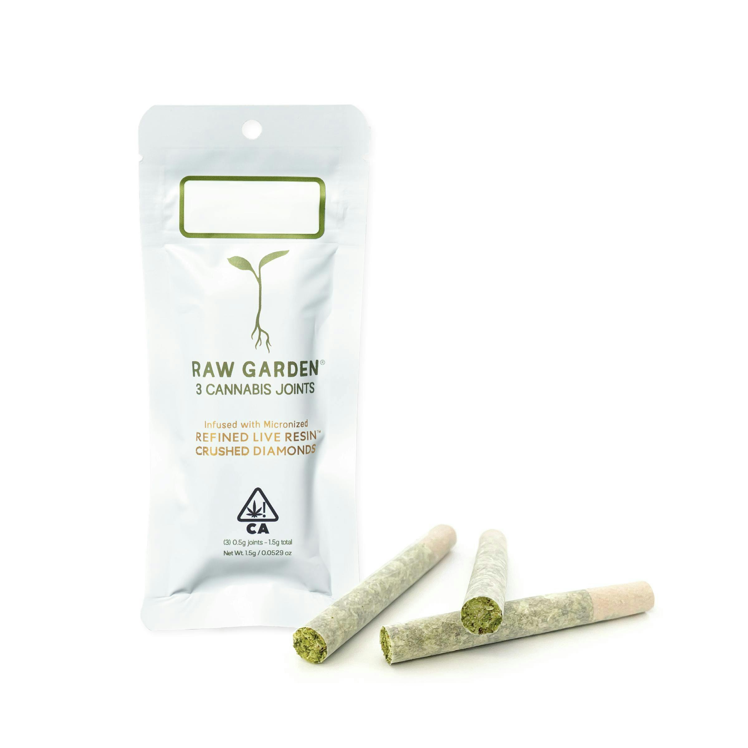Raw Garden - Melon Patch RLR™ Crushed Diamonds Infused (3) 0.5g Joints - 1