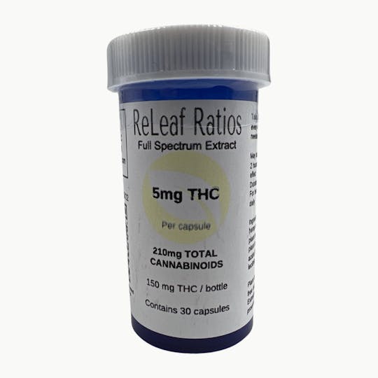ReLeaf Ratios - 5mg THC Capsules (30 Per Bottle) - 1