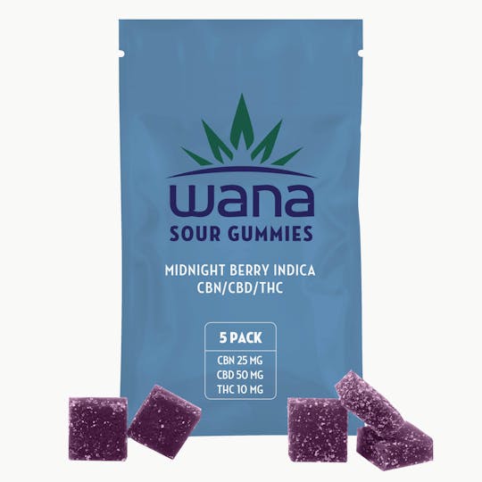 Wana Canada - Wana Sour CBN Midnight Berry Indica - 5 pack - 1