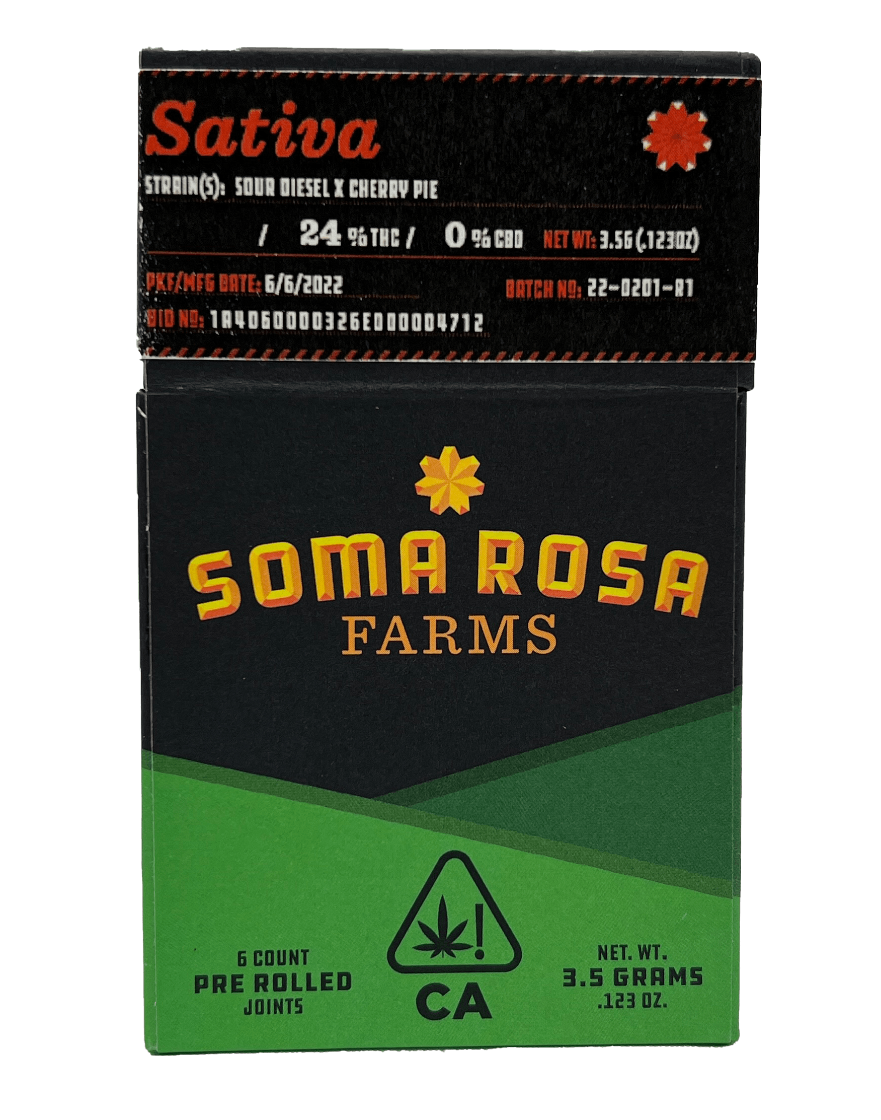 Soma Rosa Farms - Sour Diesel x Cherry Pie - 6 pack Prerolls - 1