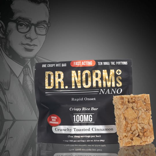 Dr. Norm's - Fast-Acting Crunchy Toasted Cinnamon Crispy Rice Bar - Gluten-Free 100mg - 1