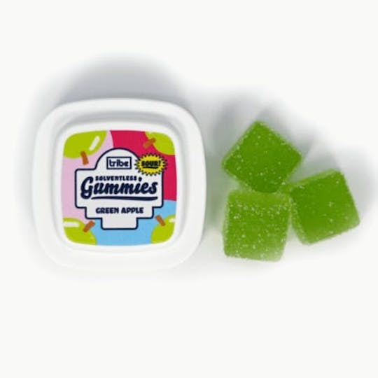 Tribe - Solventless Gummies - Sour Green Apple - Sativa - 33mg/piece 363mg Total - 1