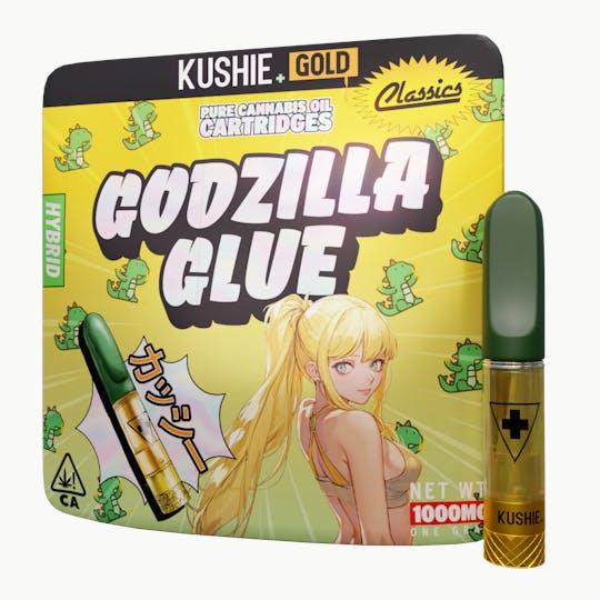 Kushie Brand - Godzilla Glue (Hybrid) - Kushie+ Gold 1G Vape Cartridge - 1