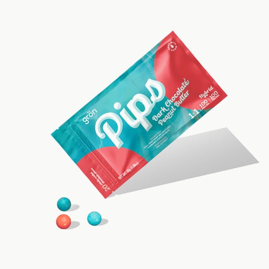 Grön Edibles - 1:1 Dark Chocolate Peanut Butter Pips - CBD/THC - Hybrid - 1