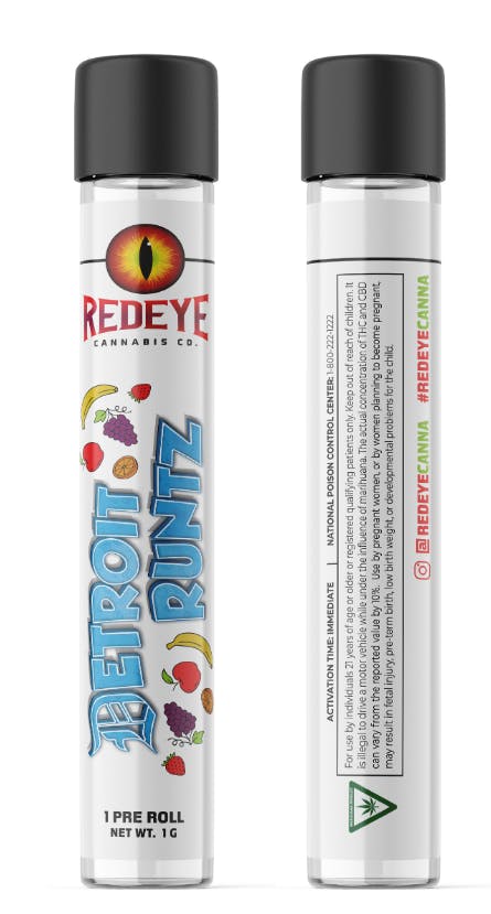 Redeye Cannabis - Redeye Cannabis: Detroit Runtz Pre-Roll 1g - 1