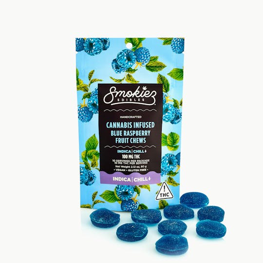 Smokiez Edibles - Blue Raspberry INDICA Fruit Chews, 100 mg THC - NV - 1