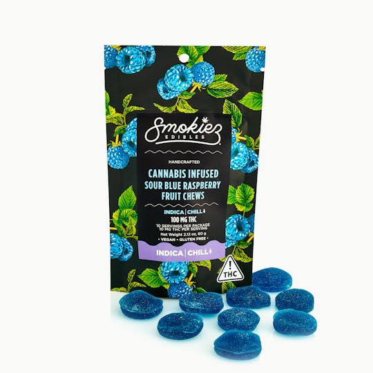 Smokiez Edibles - Sour Blue Raspberry INDICA Fruit Chews, 100 mg THC - NV - 1
