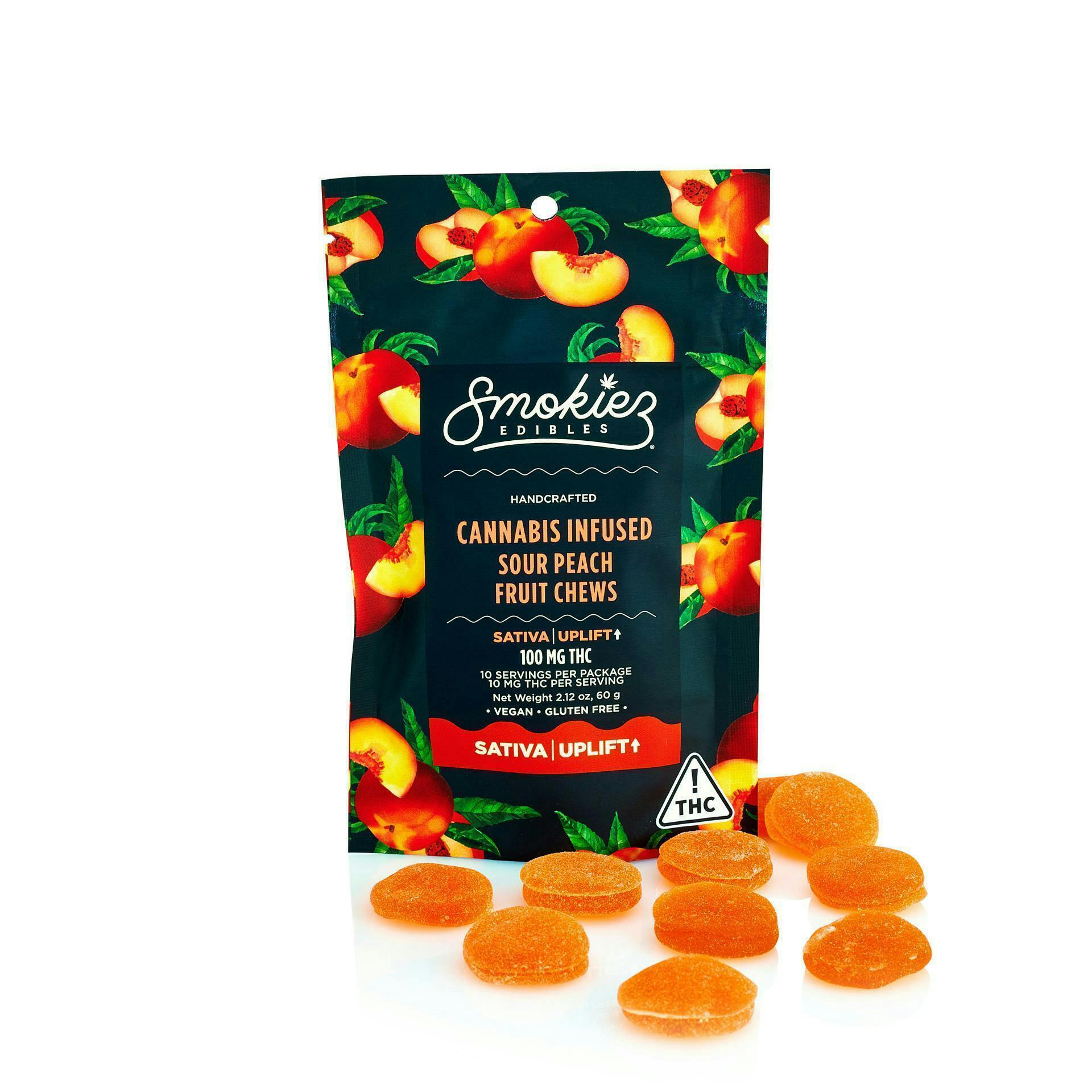 Smokiez Edibles - Sour Peach Fruit Chews | 100mg | 10ct | 10mg/ea - 1