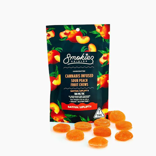 Smokiez Edibles - Sour Peach Fruit Chews | 100mg | 10ct | 10mg/ea - 1