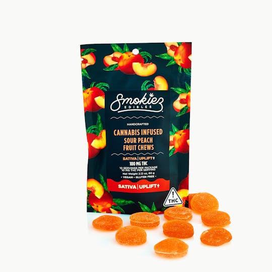 Smokiez Edibles - Sour Peach SATIVA Fruit Chews, 100 mg THC - NV - 1