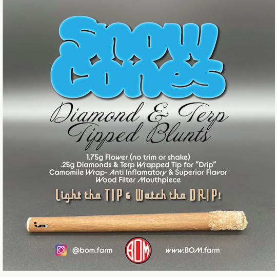 BOM - Snow Cone- Diamond & Cannabis Terp Tipped, Hand-rolled Blunts - 1