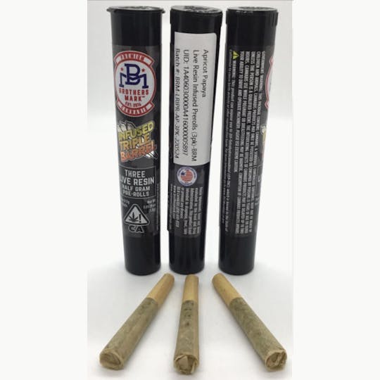 Brothers Mark - Apricot Papaya - Live Resin Infused Pre-Rolls - .5g (3pk) - Brothers Mark - 1