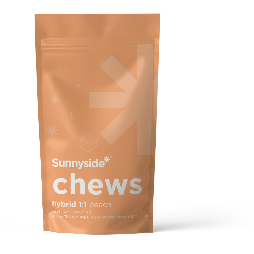 Sunnyside* Chews - Sunnyside* Chews 1:1 Peach [10pk] (100mg CBD/100mg THC) - 1