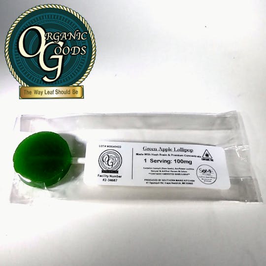 Organic Goods - Green Apple Lollipop made with Hash Rosin and Premium Concentrate 100mg - 1