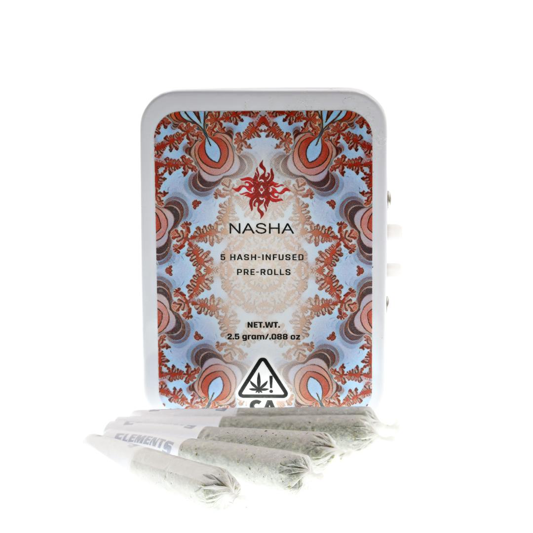 NASHA - Hash Infused 0.5 g PreRolls - 5 pack - 2 Wave Hold Down x GMO - 1