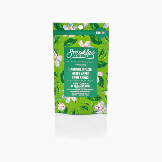 Smokiez Edibles - Green Apple THC:CBG 1:1 Fruit Chews | 100mg | 10ct | 10mg/ea - 1