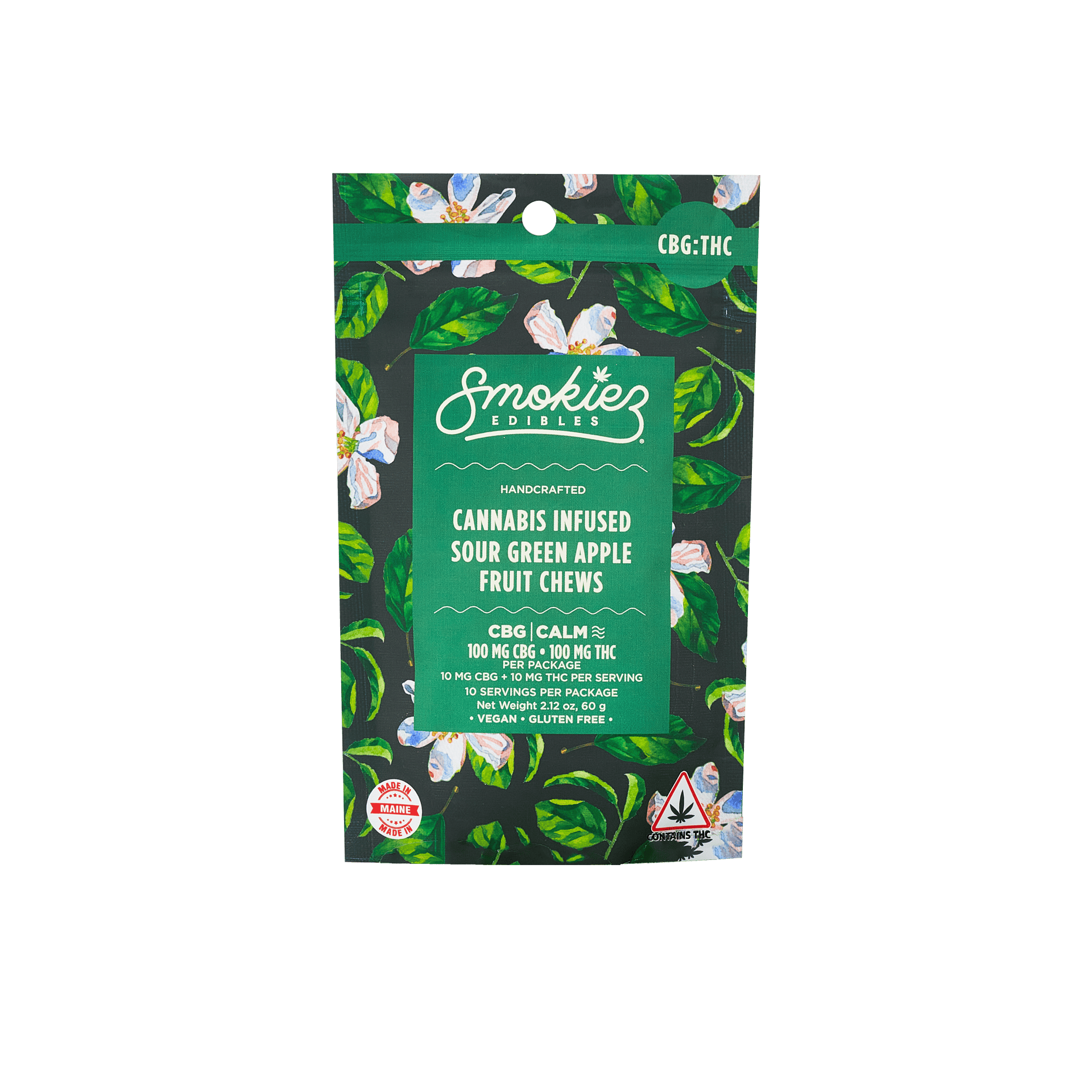 Smokiez Edibles - Sour Green Apple THC:CBG 1:1 Fruit Chews | 100mg | 10ct | 10mg/ea - 1