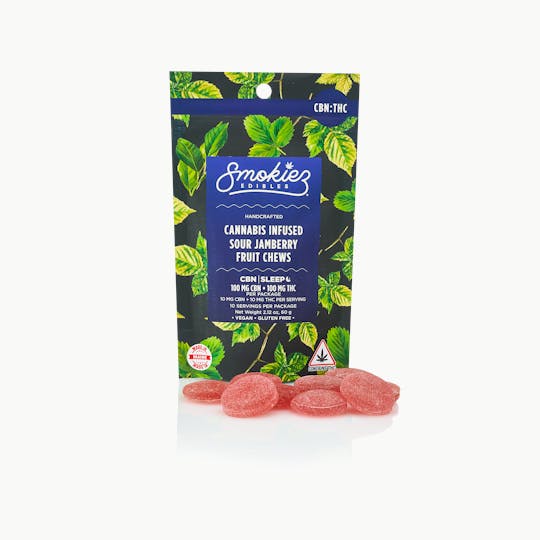 Smokiez Edibles - Smokiez Sour Jamberry 100mg CBN : 100mg THC 1:1 Fruit Chews - ME - 1