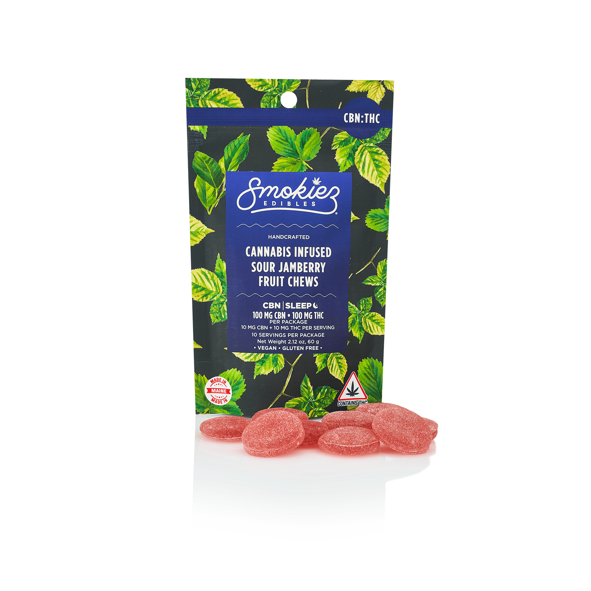 Smokiez Edibles - Sour Jamberry THC:CBN 1:1 Fruit Chews | 100mg | 10ct | 10mg/ea - 1