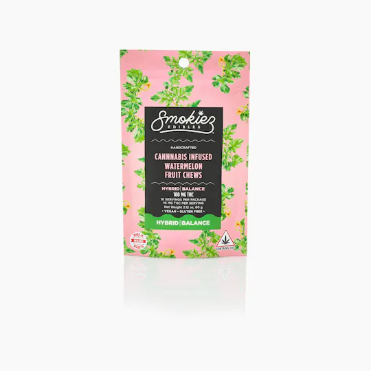 Smokiez Edibles - Watermelon Fruit Chews | 100mg | 10ct | 10mg/ea - 1