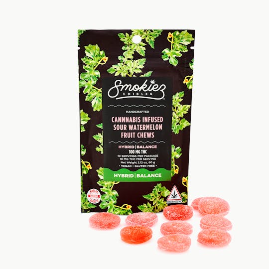 Smokiez Edibles - Smokiez HYBRID Sour Watermelon Fruit Chews - 100mg - ME - 1