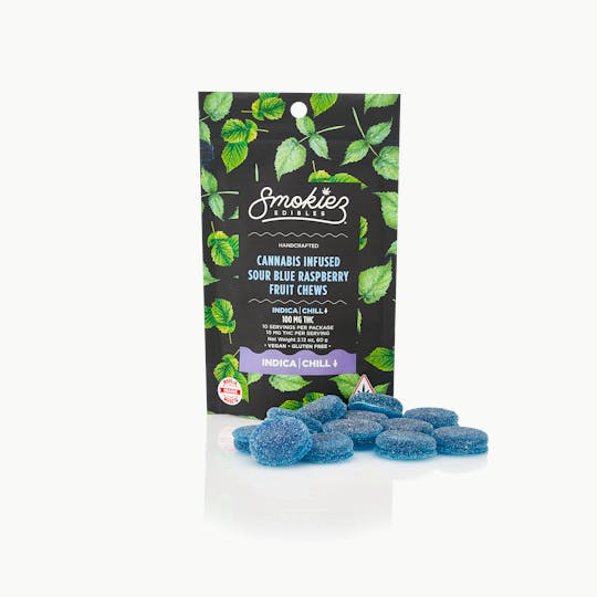 Smokiez Edibles - Smokiez INDICA Sour Blue Raspberry Fruit Chews - 100mg - ME - 1