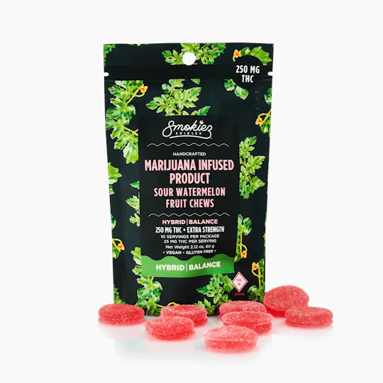 Smokiez Edibles - Sour Watermelon Fruit Chews | 250mg | 10ct | 25mg/ea - 1