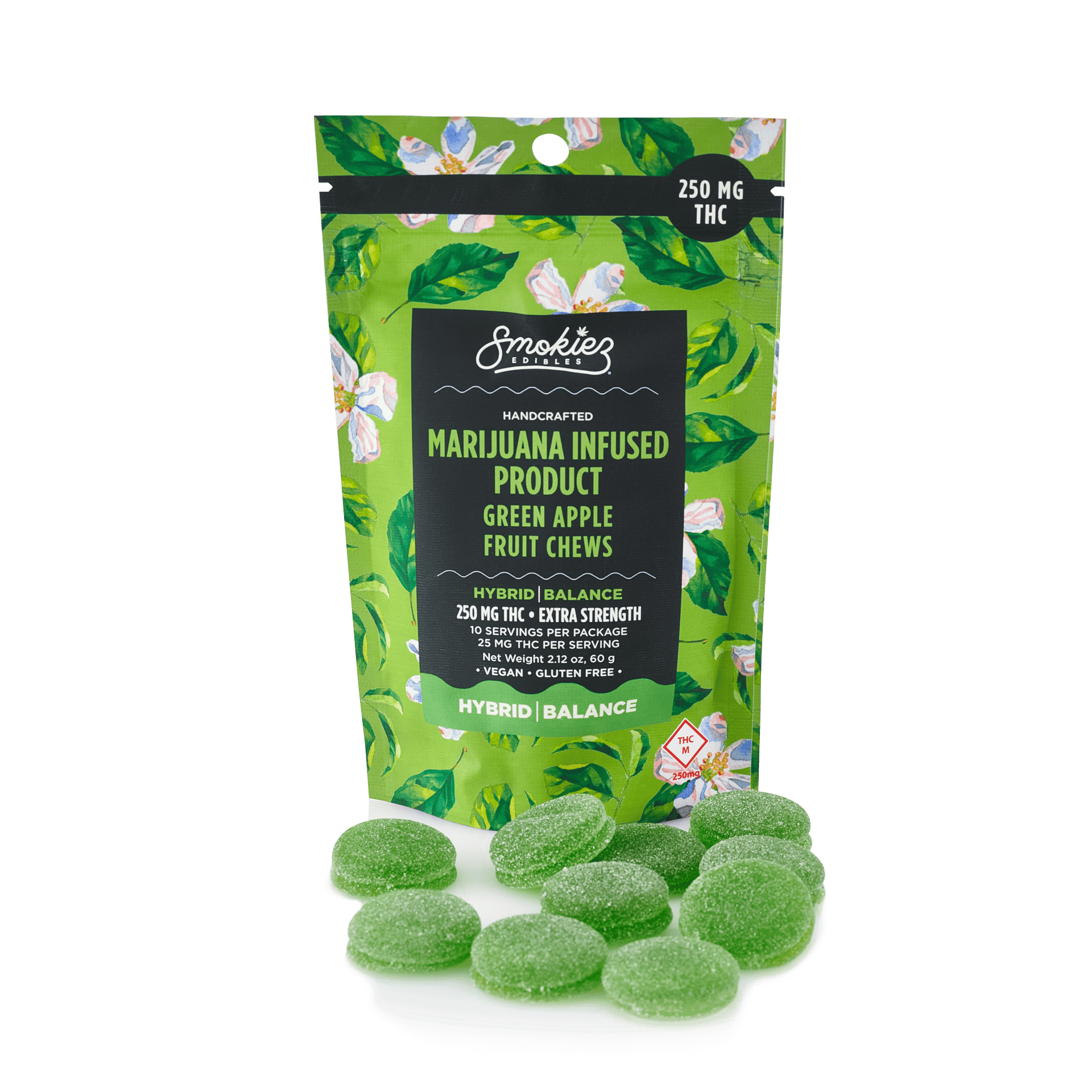 Smokiez Edibles - Green Apple Fruit Chews | 250mg | 10ct | 25mg/ea - 1