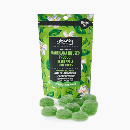 Smokiez Edibles - Green Apple Fruit Chews | 250mg | 10ct | 25mg/ea - 1