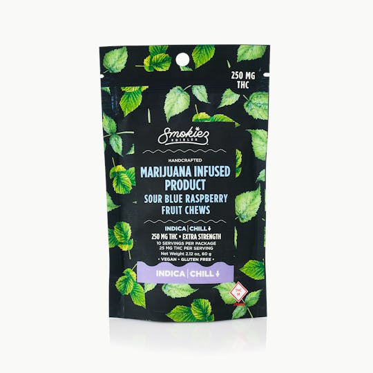 Smokiez Edibles - Smokiez INDICA Sour Blue Raspberry Fruit Chews - 250mg - MO - 1