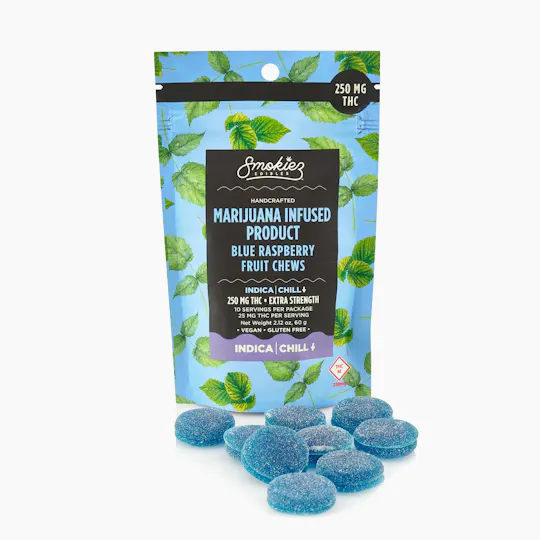 Smokiez Edibles - Blue Raspberry Fruit Chews | 250mg | 10ct | 25mg/ea - 1