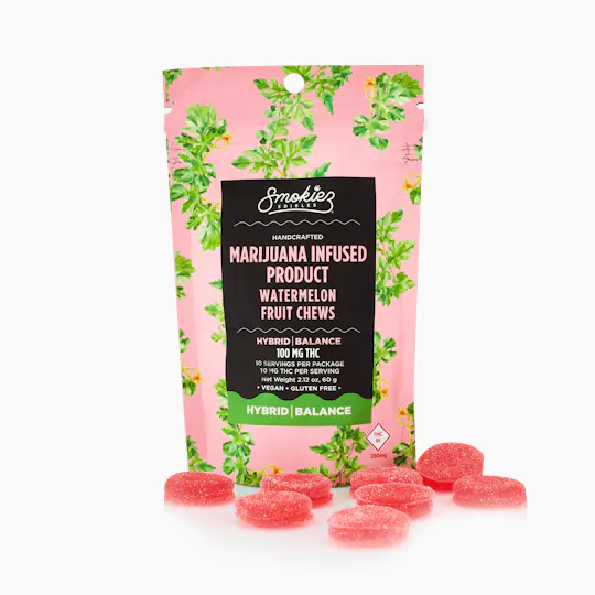 Smokiez Edibles - Watermelon Fruit Chews | 100mg | 10ct | 10mg/ea - 1