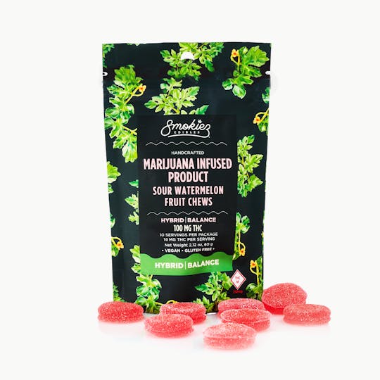 Smokiez Edibles - Smokiez HYBRID Sour Watermelon Fruit Chews - 100mg - MO - 1