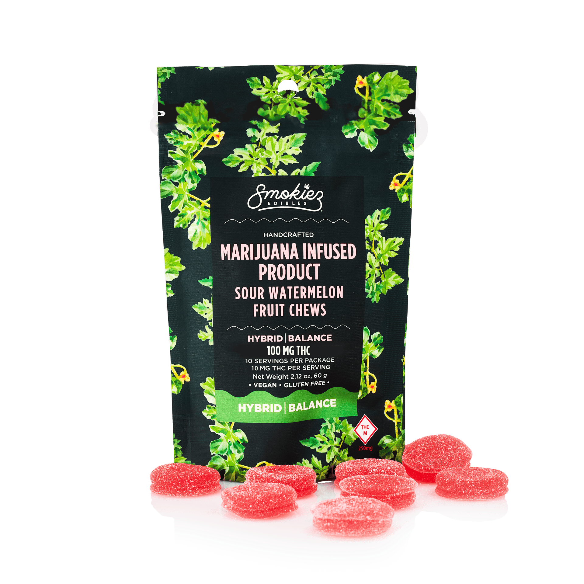 Smokiez Edibles - Sour Watermelon Fruit Chews | 100mg | 10ct | 10mg/ea - 1