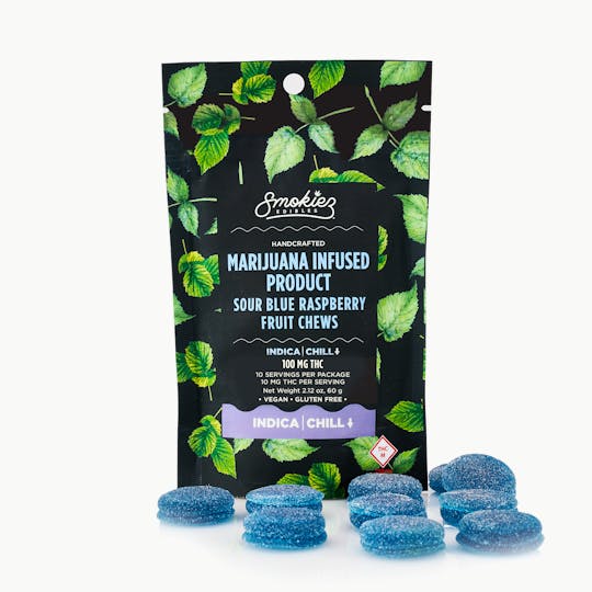 Smokiez Edibles - Smokiez INDICA Sour Blue Raspberry Fruit Chews - 100mg - MO - 1