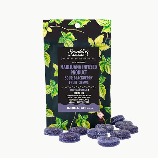 Smokiez Edibles - Smokiez INDICA Sour Blackberry Fruit Chews - 100mg - MO - 1