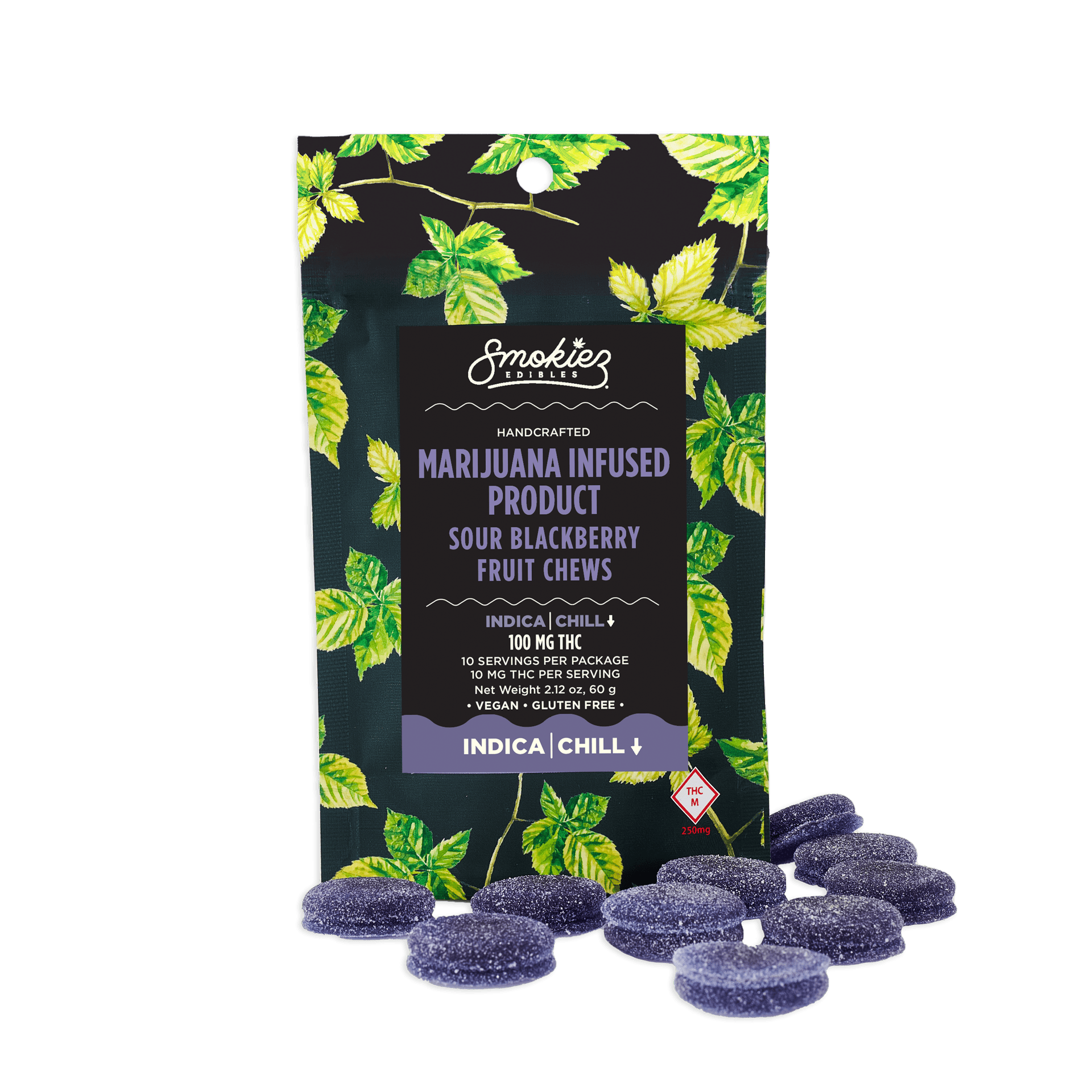 Smokiez Edibles - Sour Blackberry Fruit Chews | 100mg | 10ct | 10mg/ea - 1