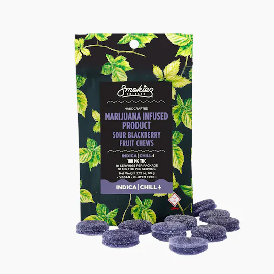 Smokiez Edibles - Sour Blackberry Fruit Chews | 100mg | 10ct | 10mg/ea - 1