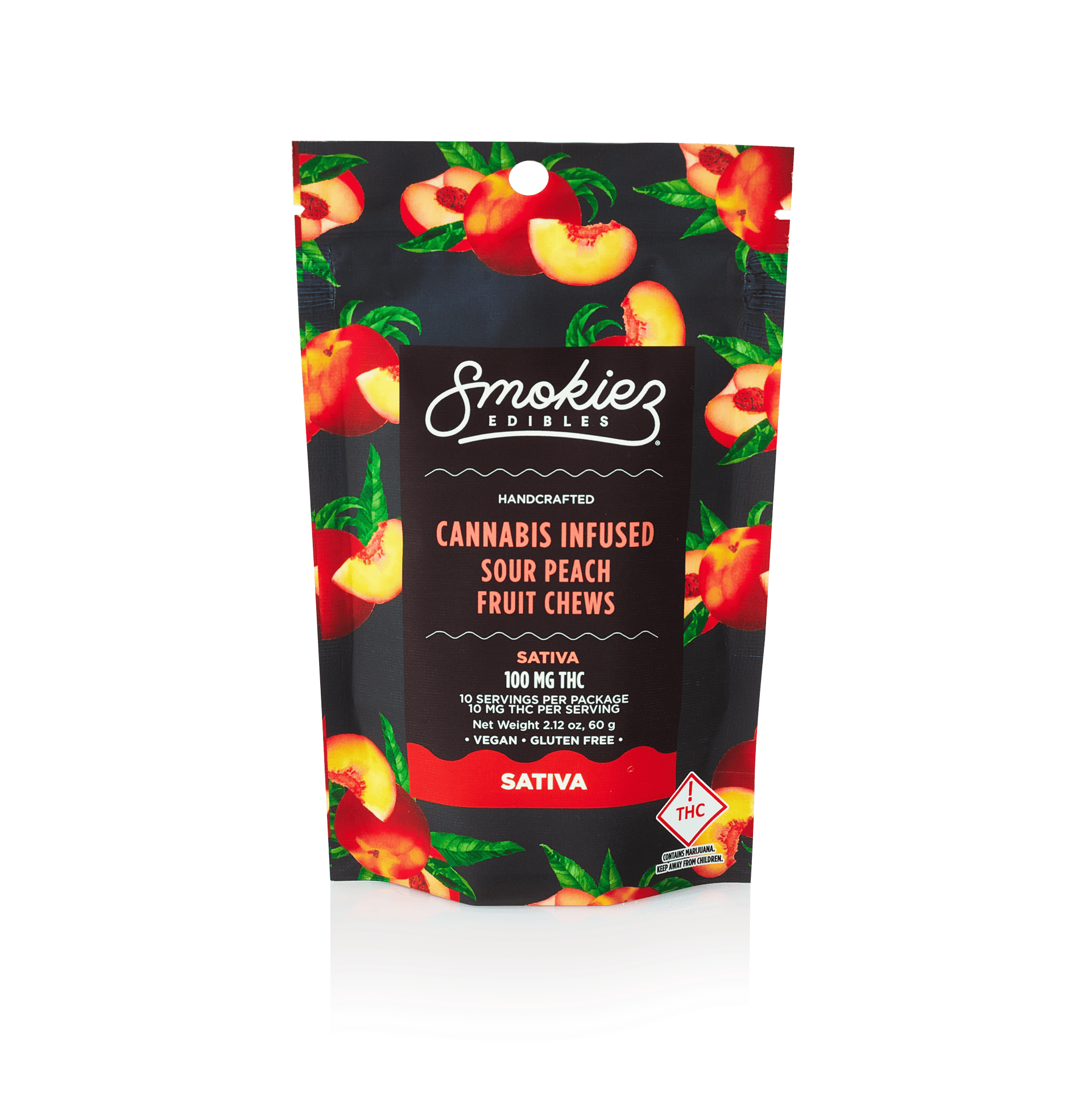 Smokiez Edibles - Sour Peach Fruit Chews | 100mg | 10ct | 10mg/ea - 1
