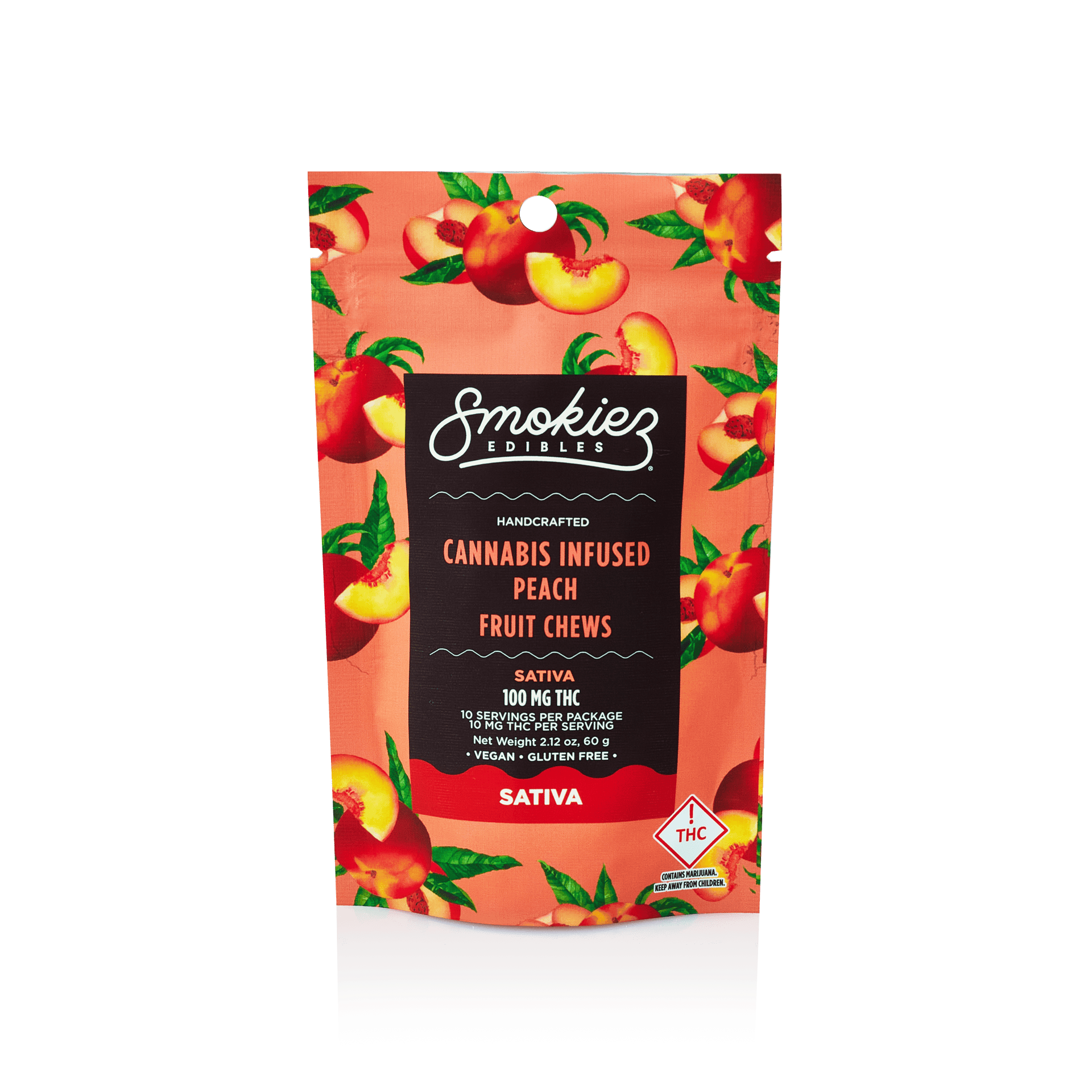 Smokiez Edibles - Peach Fruit Chews | 100mg | 10ct | 10mg/ea - 1