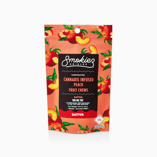 Smokiez Edibles - Peach Fruit Chews | 100mg | 10ct | 10mg/ea - 1