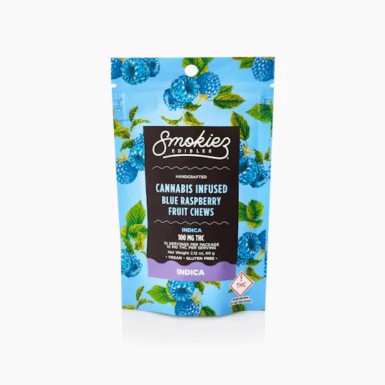 Smokiez Edibles - Blue Raspberry Fruit Chews | 100mg | 10ct | 10mg/ea - 1