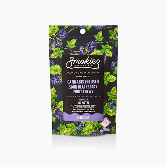 Smokiez Edibles - Sour Blackberry Fruit Chews | 100mg | 10ct | 10mg/ea - 1