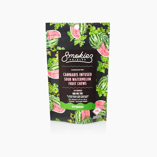 Smokiez Edibles - Sour Watermelon Fruit Chews | 100mg | 10ct | 10mg/ea - 1