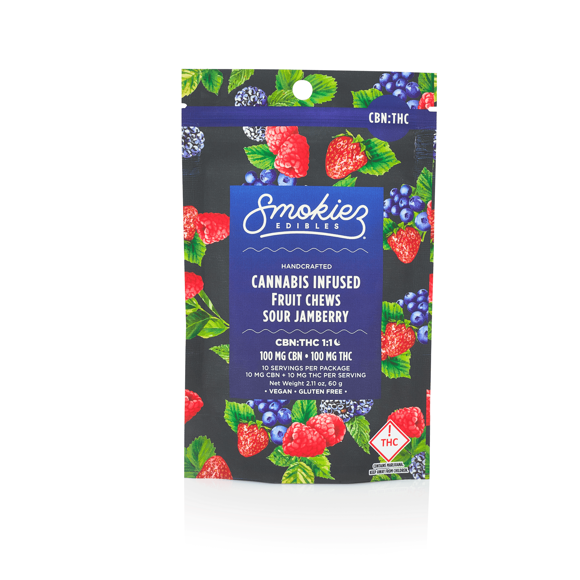 Smokiez Edibles - Sour Jamberry Fruit Chews THC:CBN 1:1 | 100mg | 10ct | 10mg/ea - 1