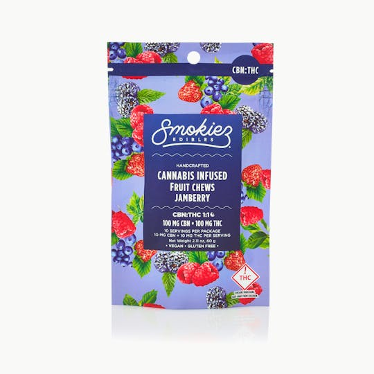 Smokiez Edibles - Smokiez Jamberry 100mg CBN : 100mg THC 1:1 Fruit Chews - OH - 1