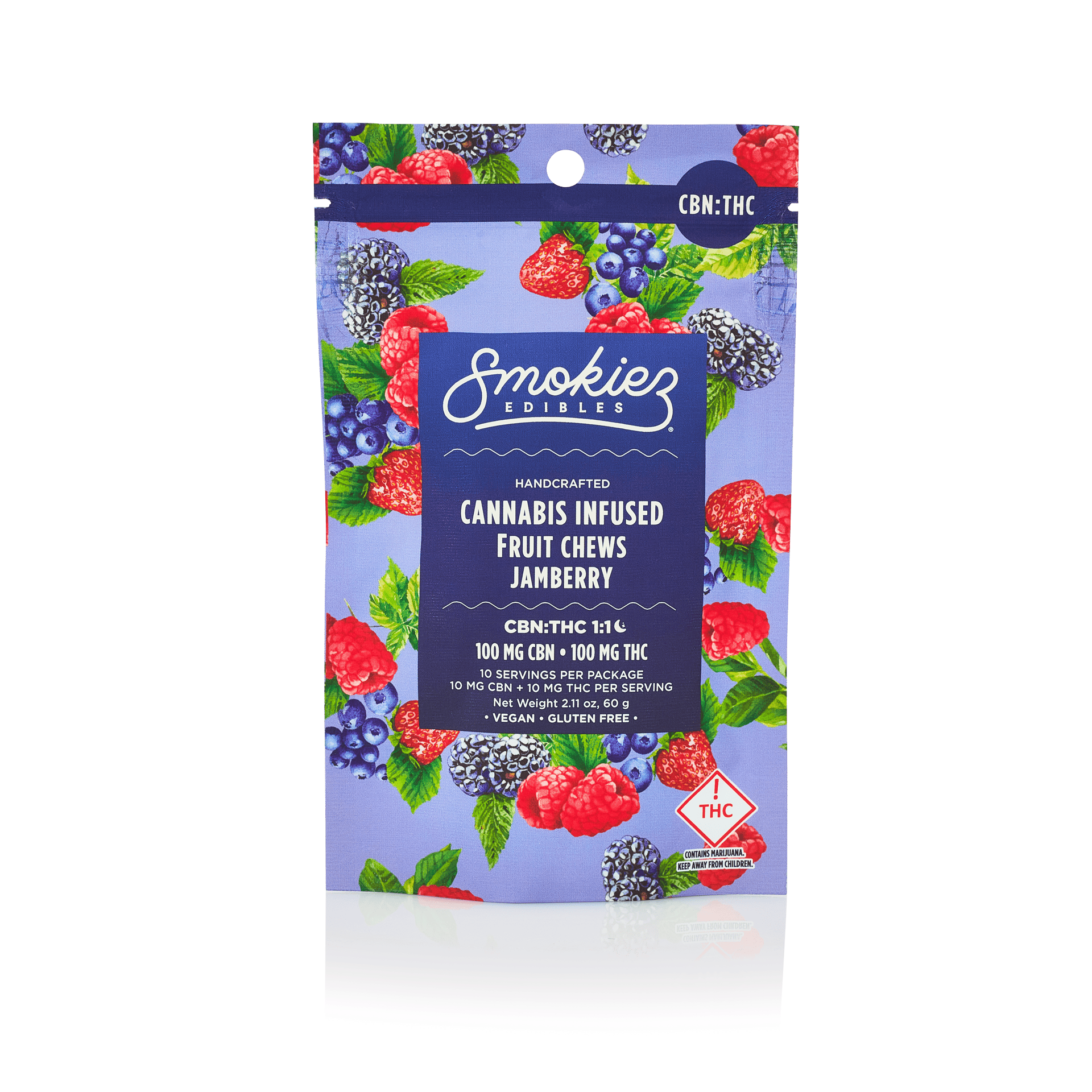 Smokiez Edibles - Jamberry Fruit Chews THC:CBN 1:1 | 100mg | 10ct | 10mg/ea - 1