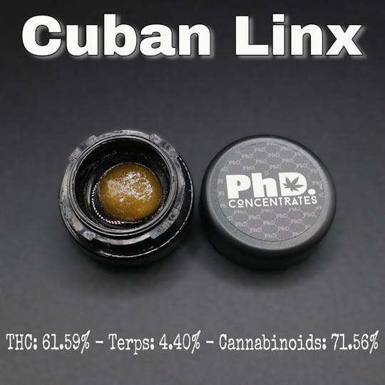 Pharmicated - PhD Concentrate 1 gram - Cuban Linx Badder - 61.59% THC - 1